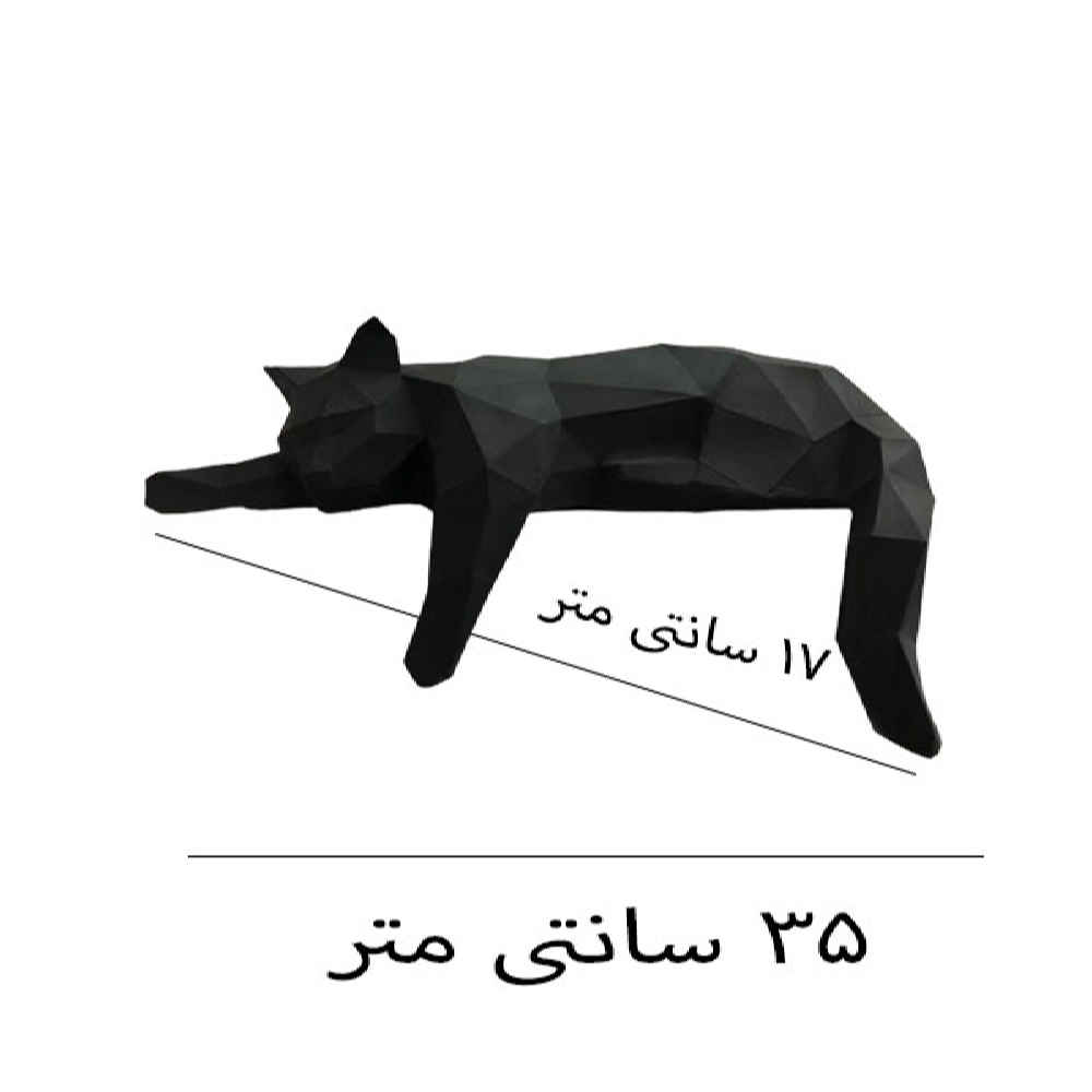 两件套几何立体派黑色猫雕像 – 抽象艺术雕塑