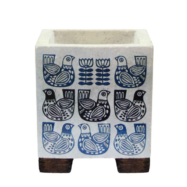 装饰波斯方形混凝土花瓶 – 模型 Pigeon（鸽子）