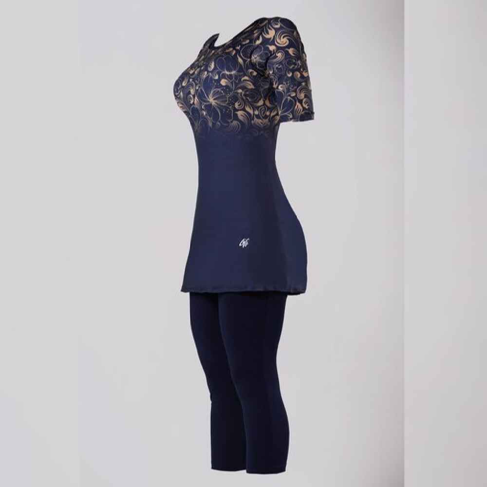 女士两件套短袖泳装 – Floral 款