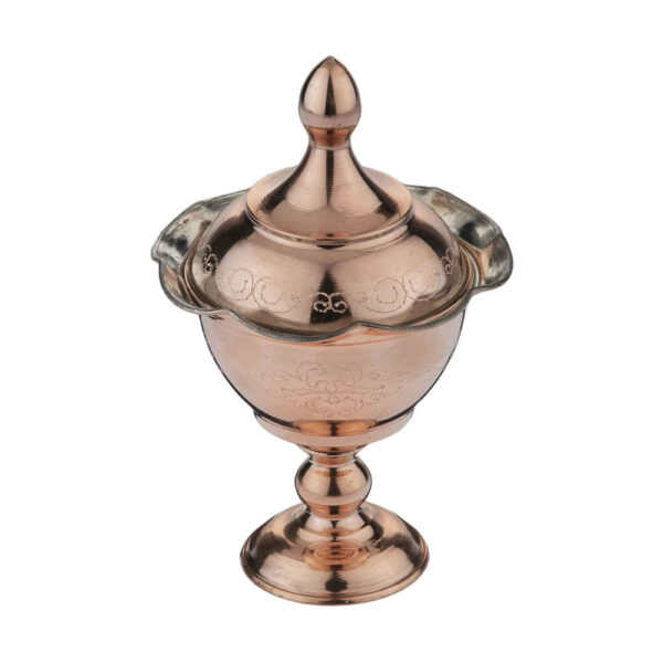 手工波斯铜制带盖糖碗 – 锤纹 Mina