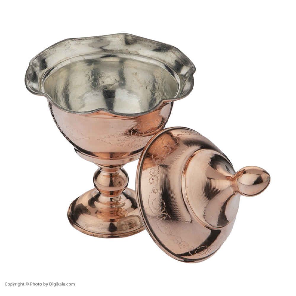 手工波斯铜制带盖糖碗 – 锤纹 Mina