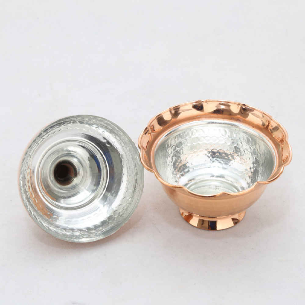 手工波斯铜制带盖糖碗 – 锤纹 Sima