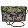 Thumbnail 5: 刺绣民族风天鹅绒手拿包，佩斯利图案