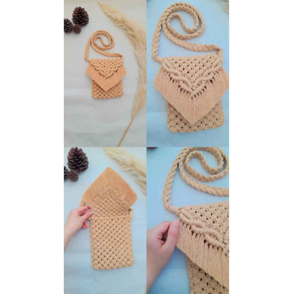 手工编织 Macrame 斜挎肩包,奢华手工 Sana