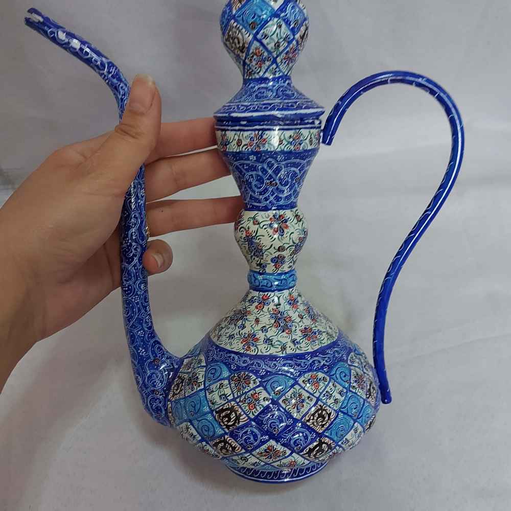 波斯铜制玫瑰水喷壶 – 掐丝珐琅 Eslimi 款