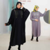 Thumbnail 3: 优雅蝴蝶袖穆斯林女士阿巴亚——黑色绉纱面料