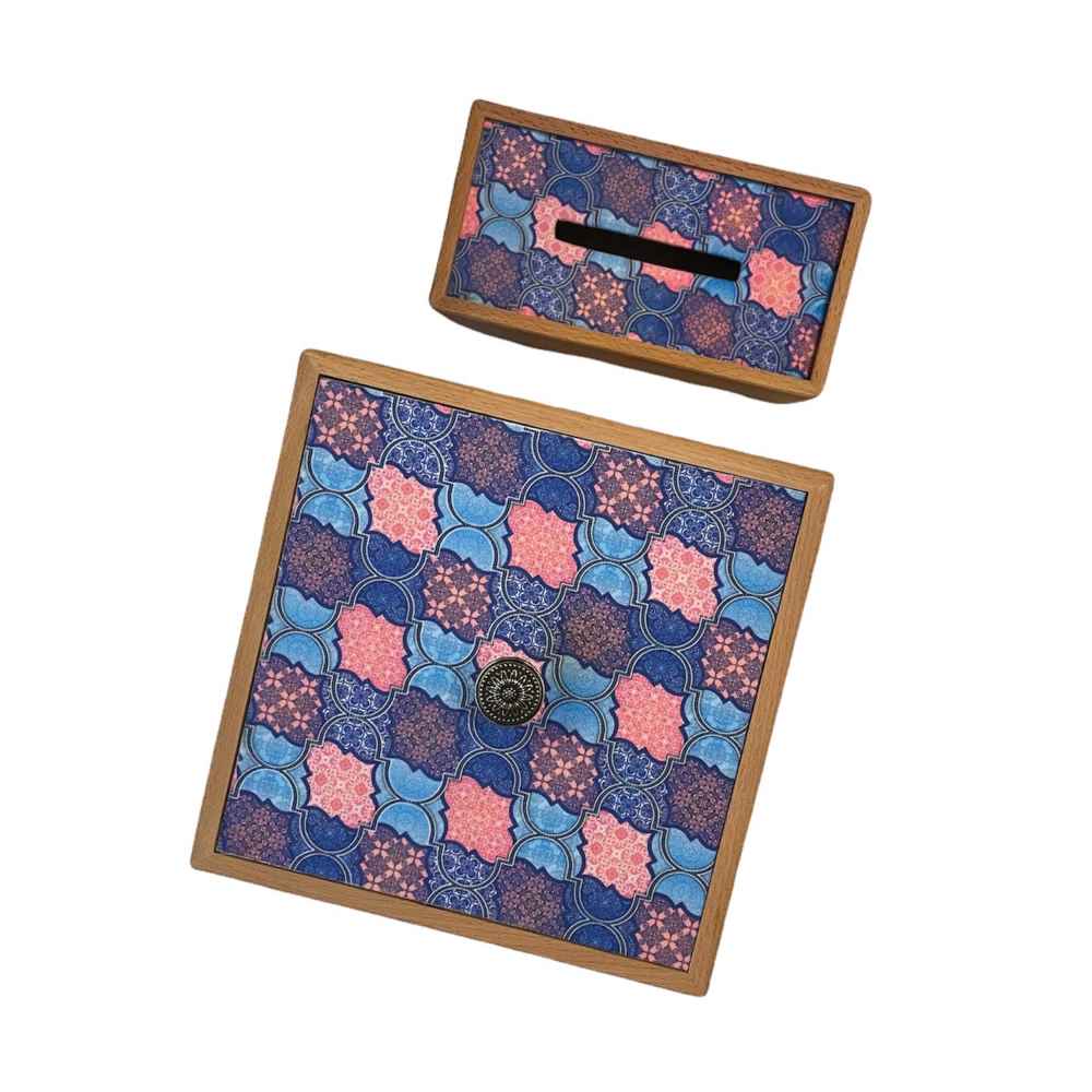 波斯木质垃圾桶与纸巾盒套装 – Nina