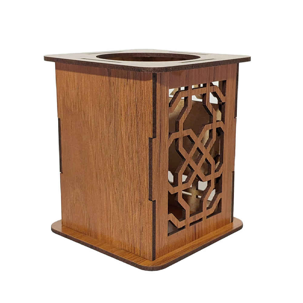 Mobin 图案木质桌面笔筒 – 波斯艺术装饰