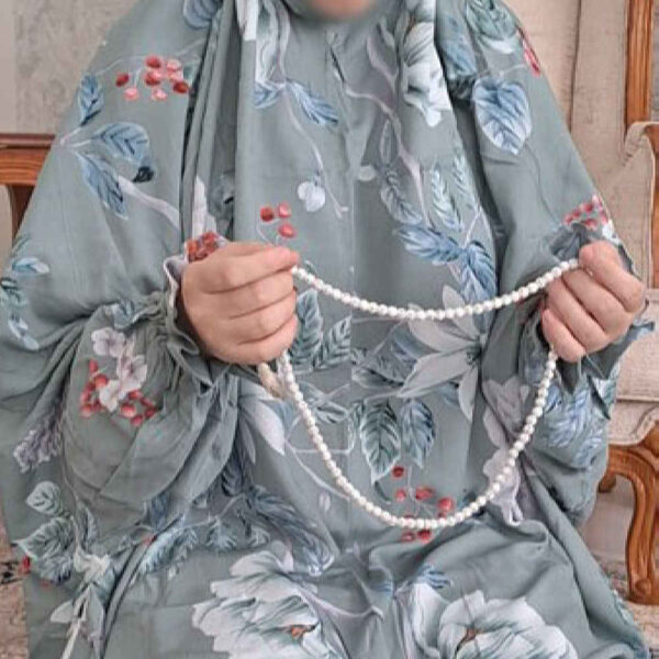 伊斯兰女士袖式祈祷长袍 – 花卉图案 Samin 款