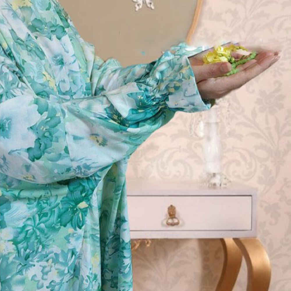 伊斯兰女士袖式祈祷长袍 – 花卉图案 Rima 款