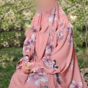 伊斯兰女士袖式祈祷长袍 – 灯芯绒花卉图案