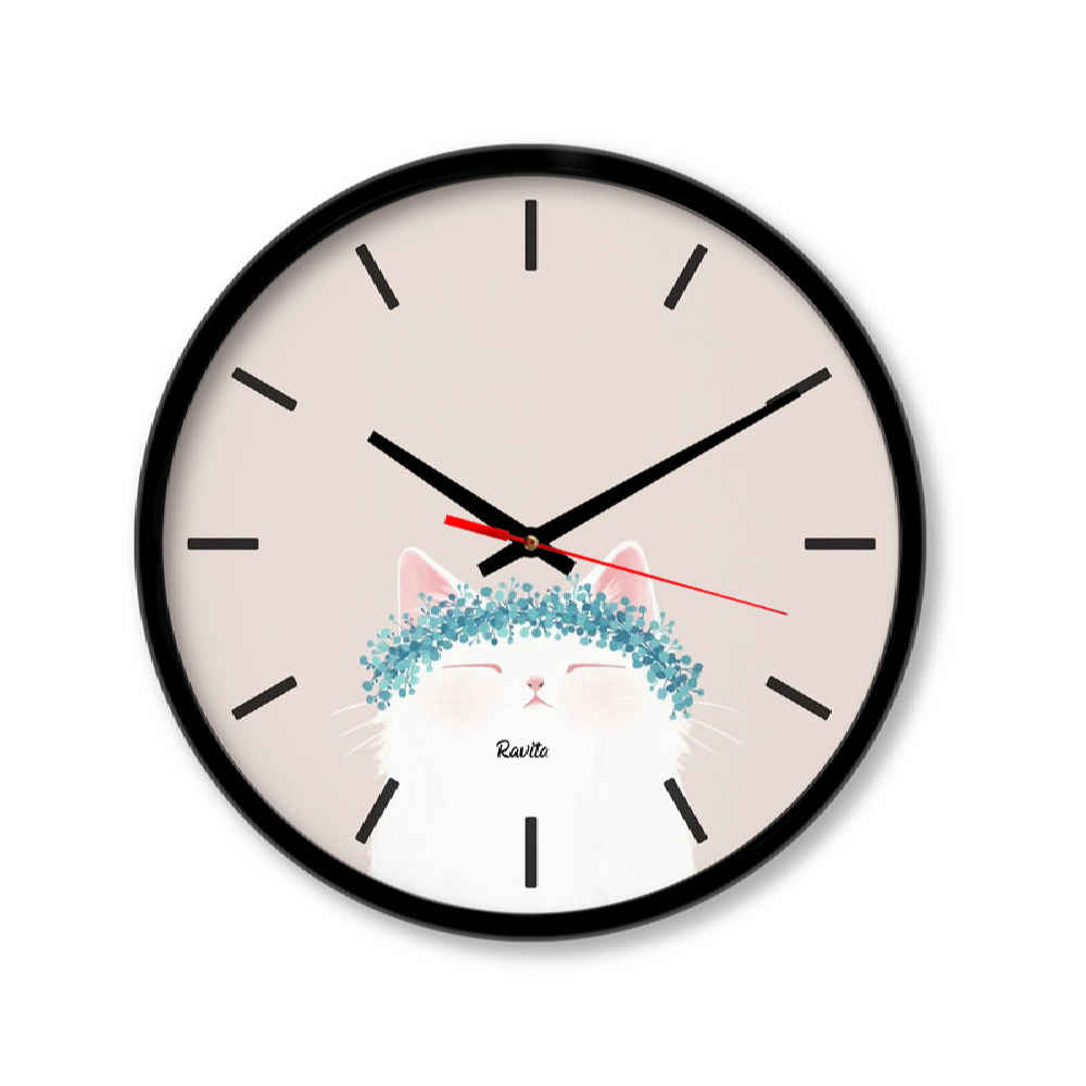 Main image of 幻想现代印花桌面时钟 款式 可爱猫咪