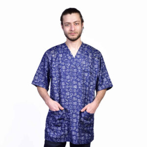 男士蓝色医疗工作服上衣 & 帽子套装 – 时尚功能