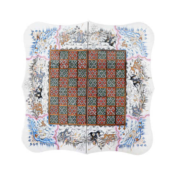 波斯镶嵌木质象棋棋盘 – Chovgan 型