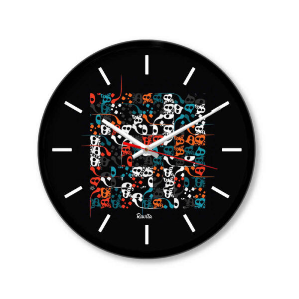 波斯印花圆形桌面时钟 – 书法 字母