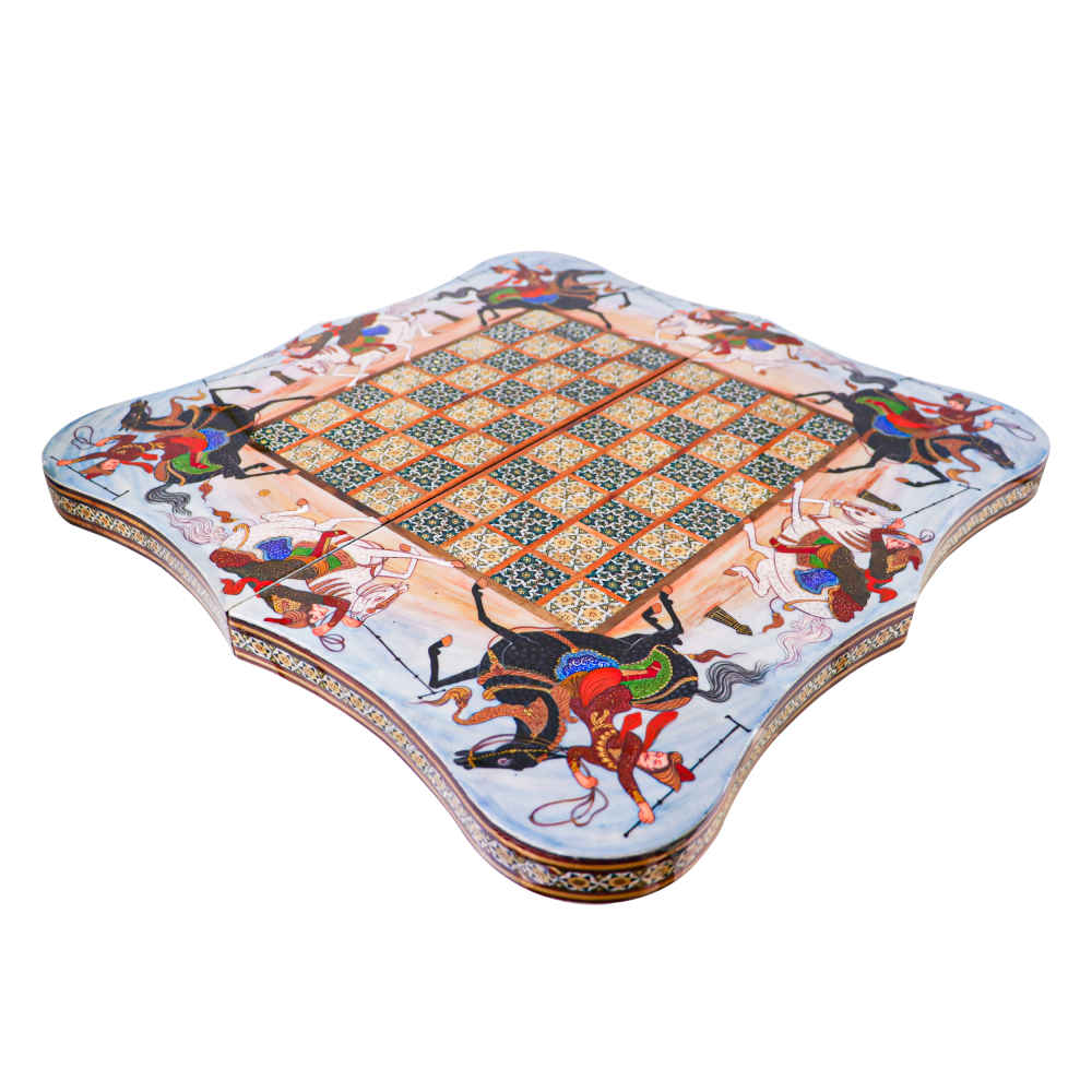 波斯镶嵌木质象棋棋盘 – Chowgan 型