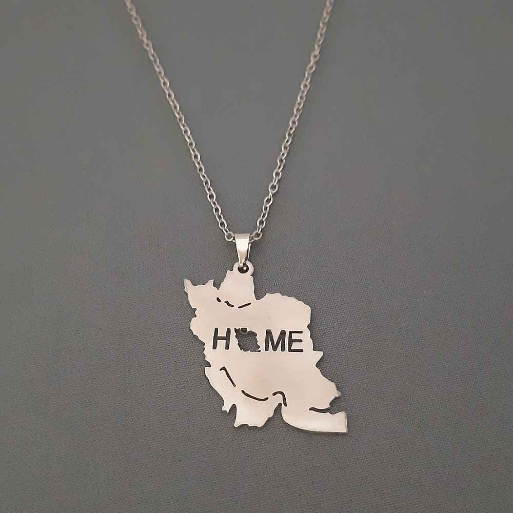 Main image of 极简项链 – 伊朗地图与“家”书法款