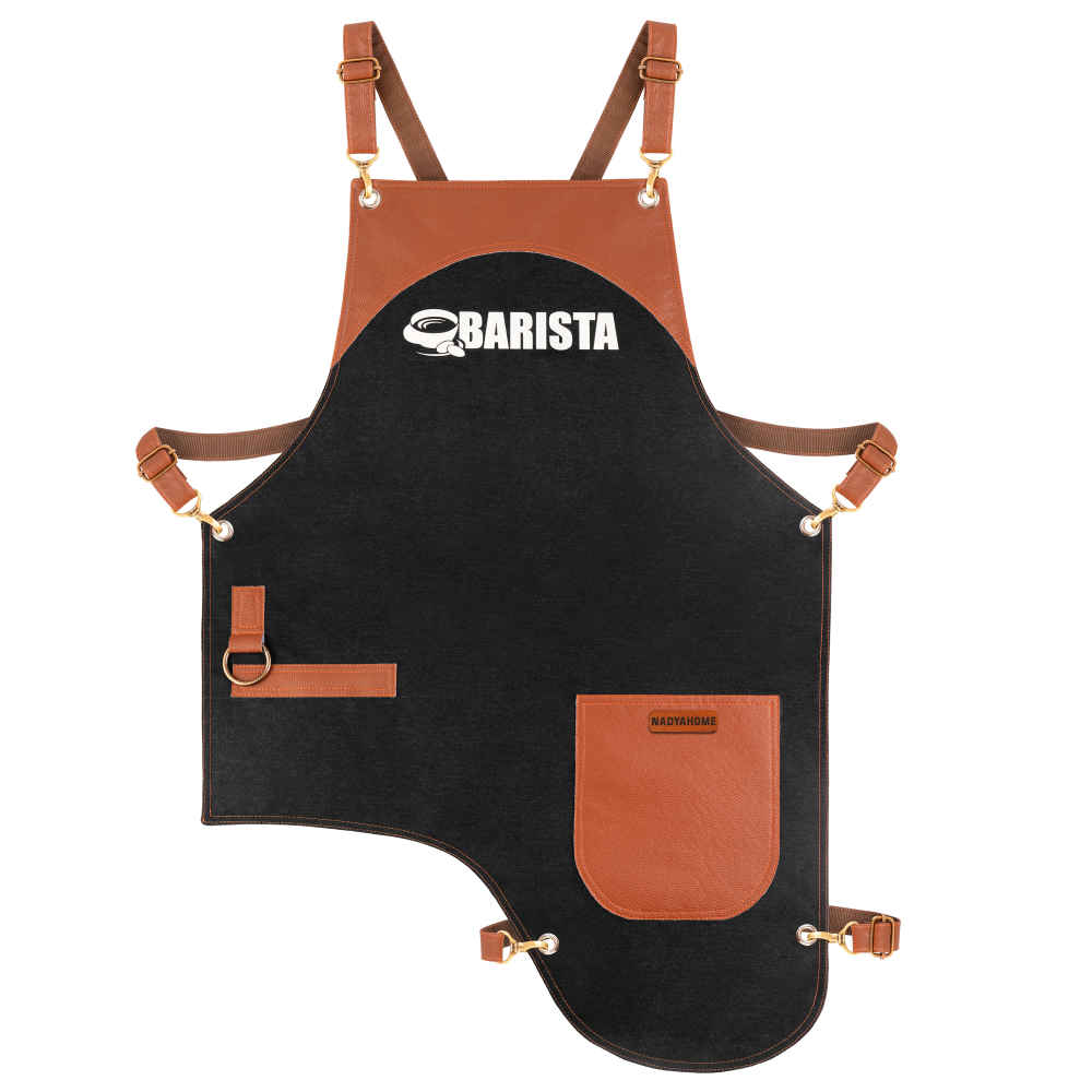 皮革与布料咖啡师围裙 – 时尚耐用