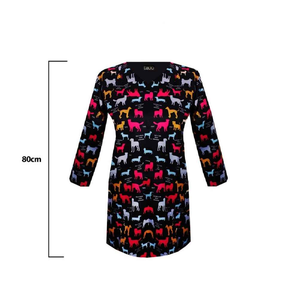 女式黑色兽医工作服上衣 – 时尚实用