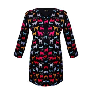 女式黑色兽医工作服上衣 – 时尚实用