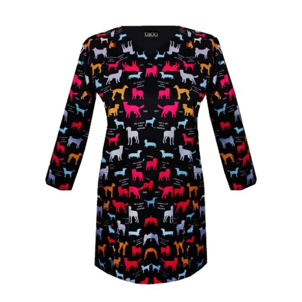 女式黑色兽医工作服上衣 – 时尚实用