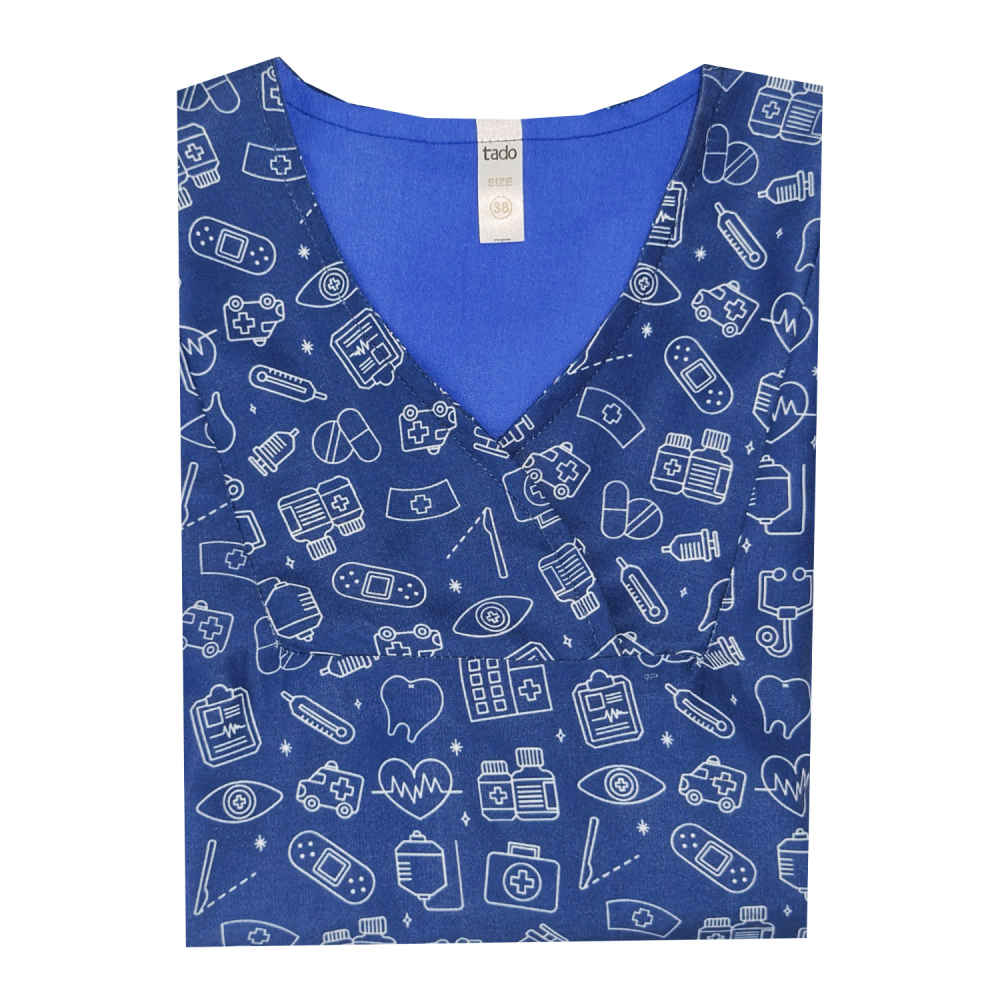 女式蓝色医院工作服上衣 – 清新可靠