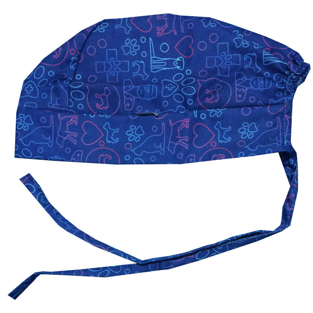 女式蓝色兽医工作服上衣 & 帽子套装 – 专业协调