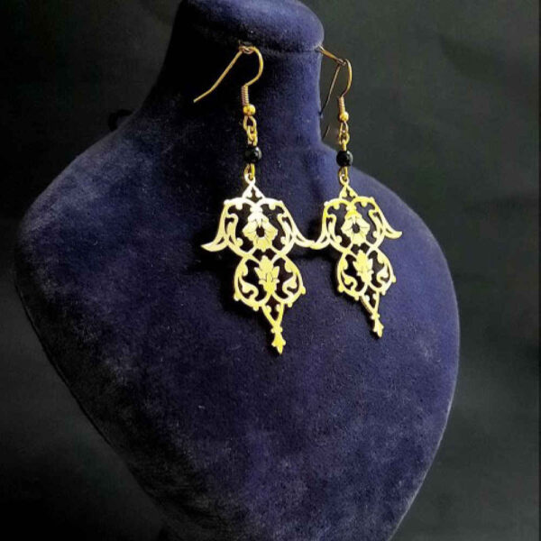 波斯黄铜垂坠耳环 – 伊斯利米纹饰款v