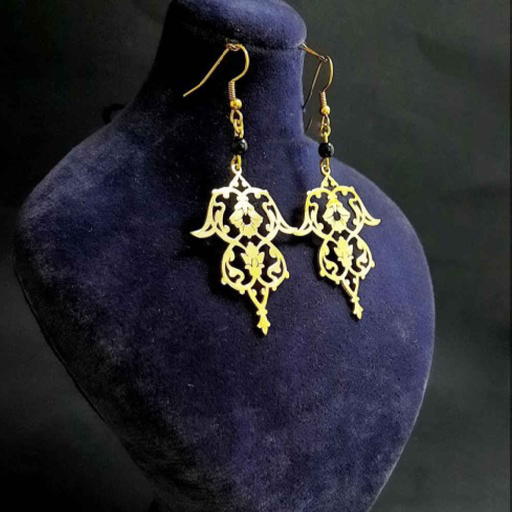 波斯黄铜垂坠耳环 – 伊斯利米纹饰款v