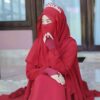 Thumbnail 3: 红色伊斯兰方巾 & 半面纱套装