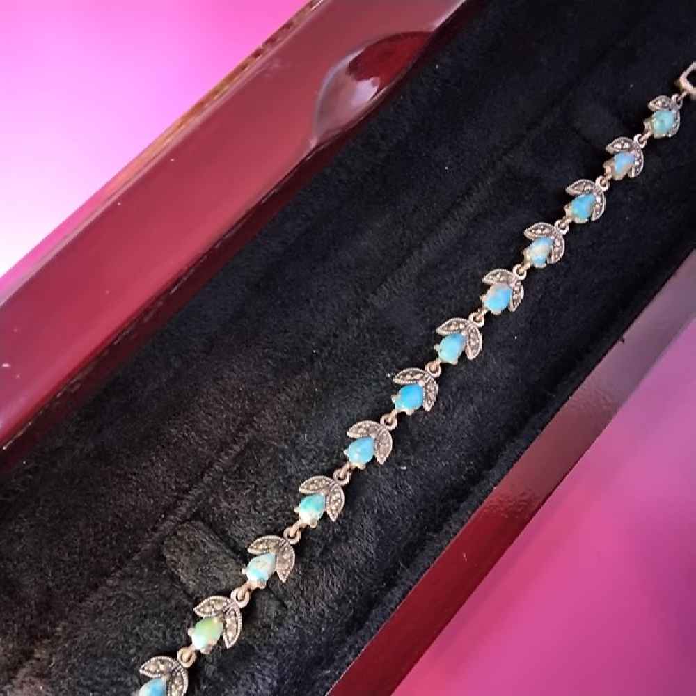 女士银手链 – 绿松石镶嵌 Lale 款