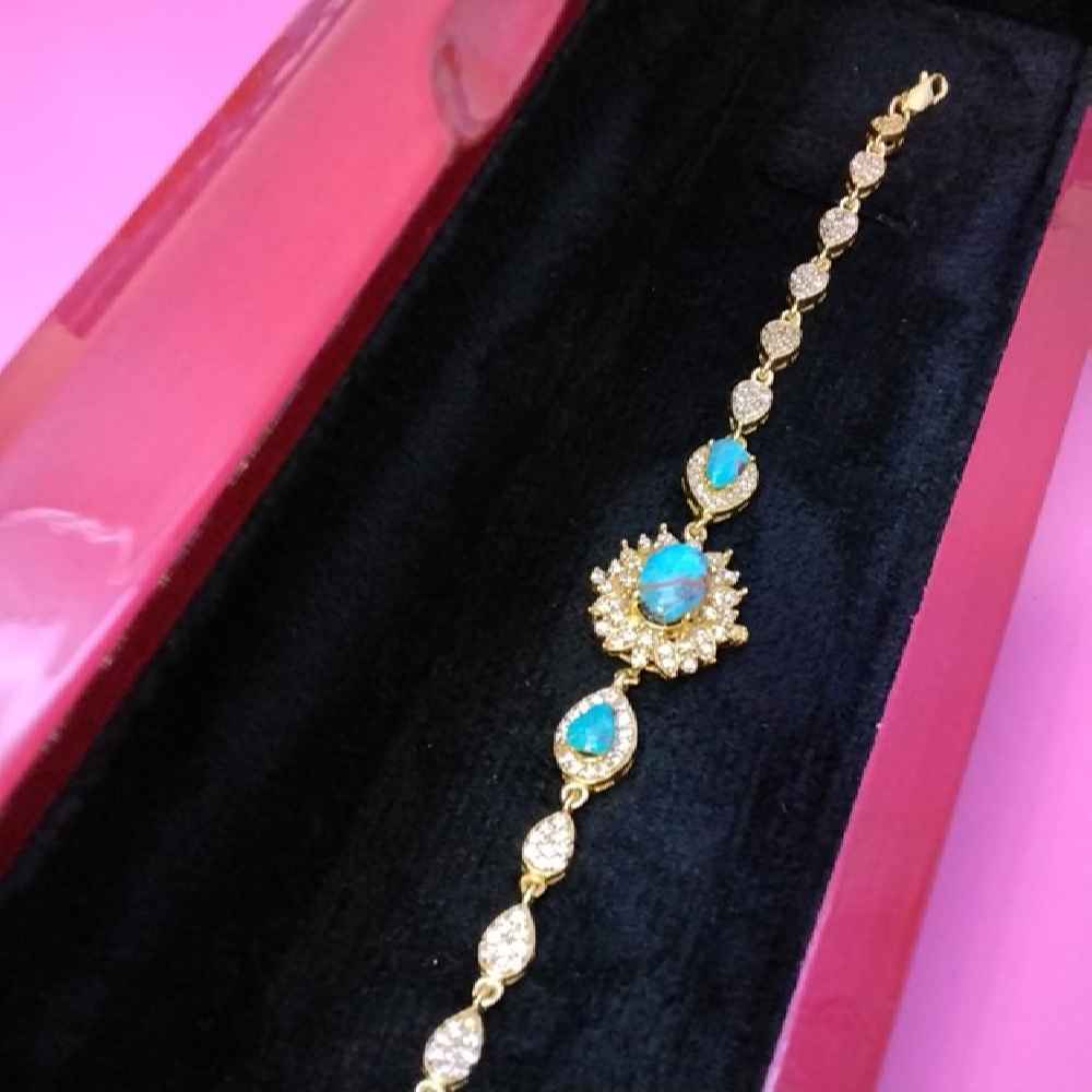 女士银手链 – 绿松石镶嵌 Nina 款