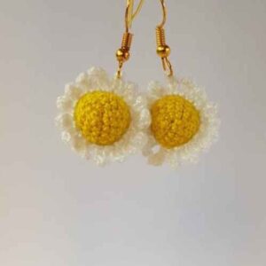 女士手工编织垂坠耳环 – 花朵款