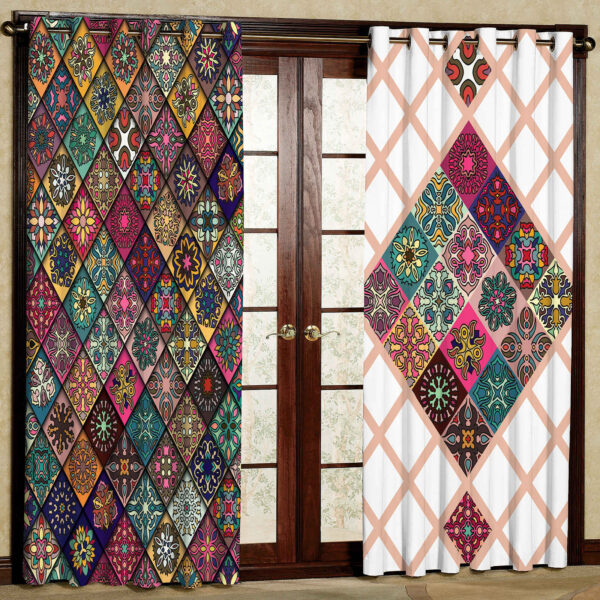 印花天鹅绒打孔窗帘 – 花卉 雨景