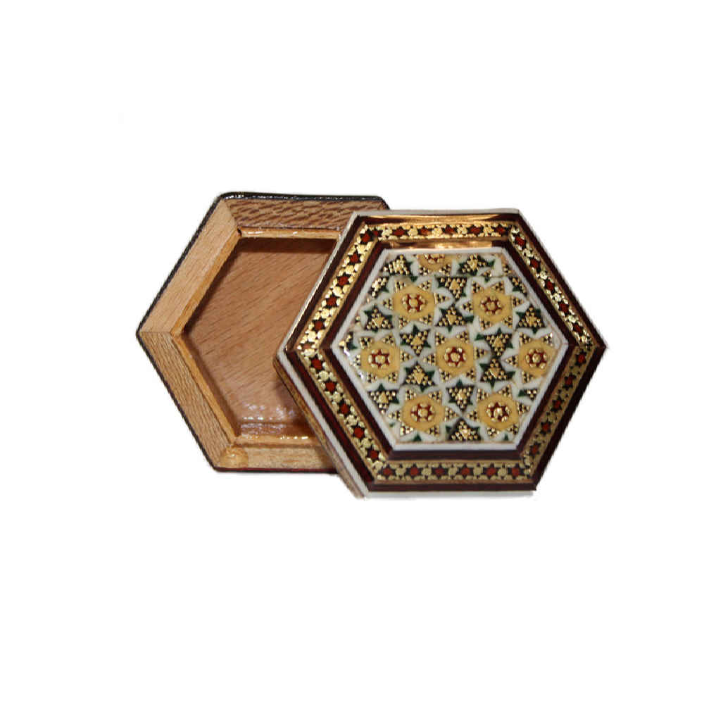 手工木质首饰盒 – 波斯哈塔姆花卉图案（2 个装）