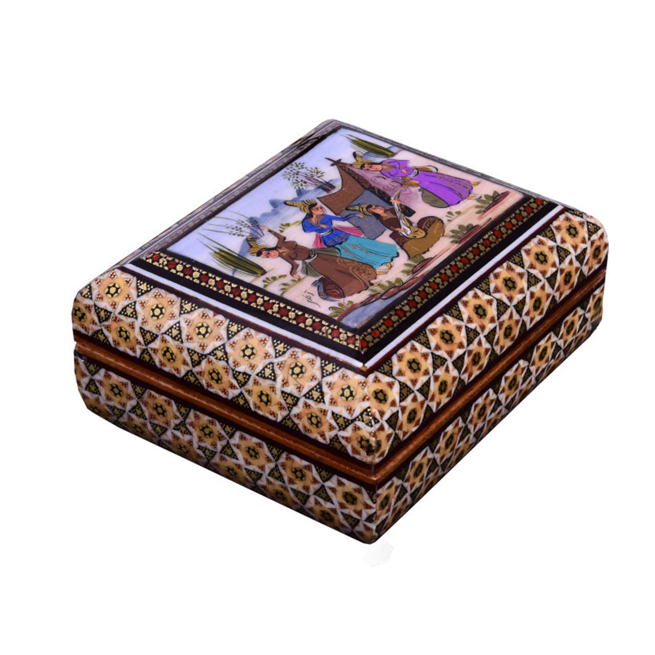 Main image of 手工木质首饰盒 – 波斯哈塔姆人物图案