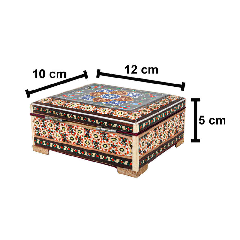 手工波斯木质首饰盒 – 哈塔姆花卉图案