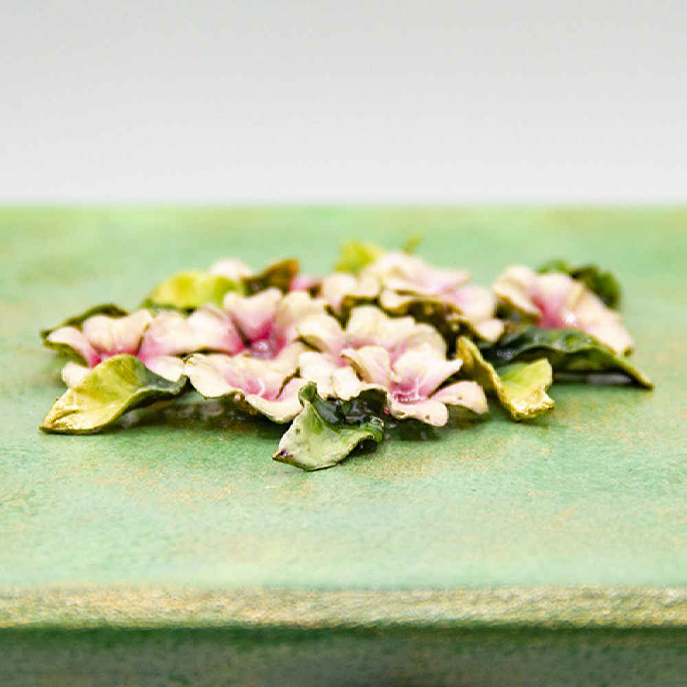 手工木质首饰盒 – 装饰粉色花朵