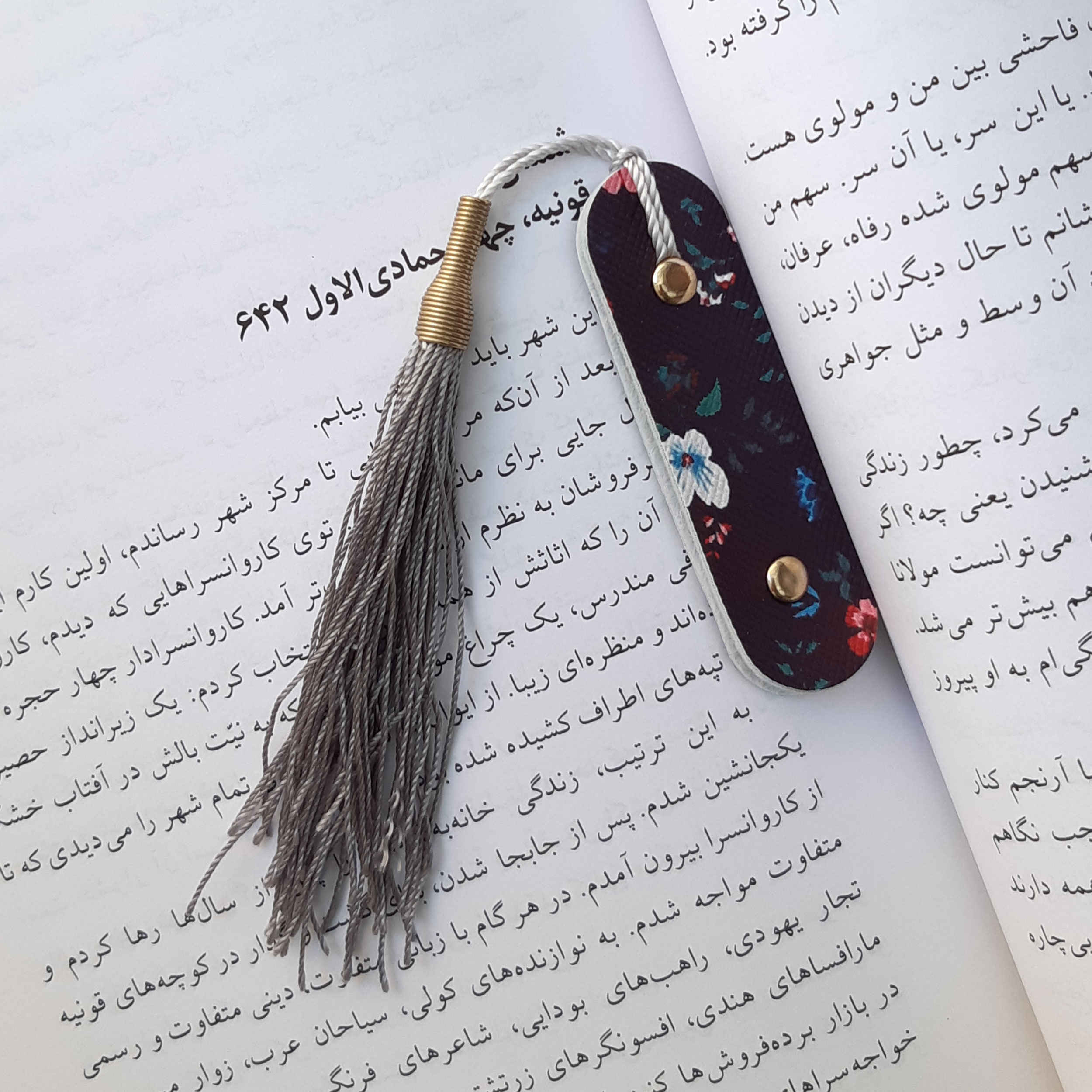 黑色皮革书签 圆点花纹款