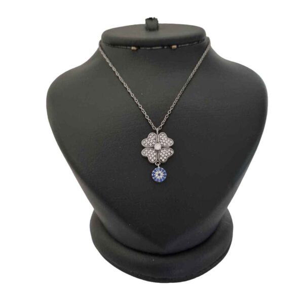 银项链 – 邪眼主题四叶草款