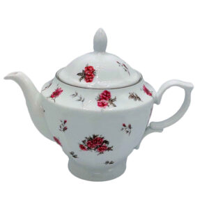 白色瓷质茶壶 – 花卉图案「Aran 款」