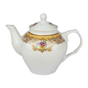 白色瓷质茶壶 – 花卉设计「Barana 款」