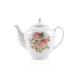 白色瓷质茶壶 – 花卉设计「Elena 款」