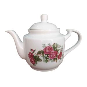 白色瓷质茶壶 – 花卉图案「Gole Sorkh 款」