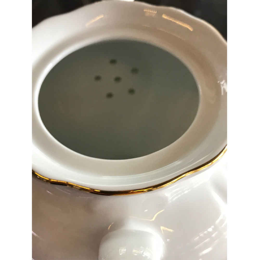 白色瓷质茶壶 – 花卉图案「Rosaline 款」