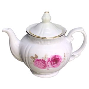 白色瓷质茶壶 – 花卉图案「Rosaline 款」
