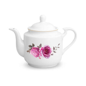 白色瓷质茶壶 – 花卉图案「Roseflower 款」