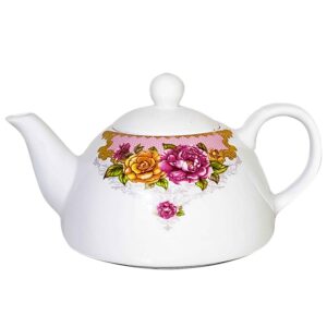 白色瓷质茶壶 – 花卉图案「Rosita 款」