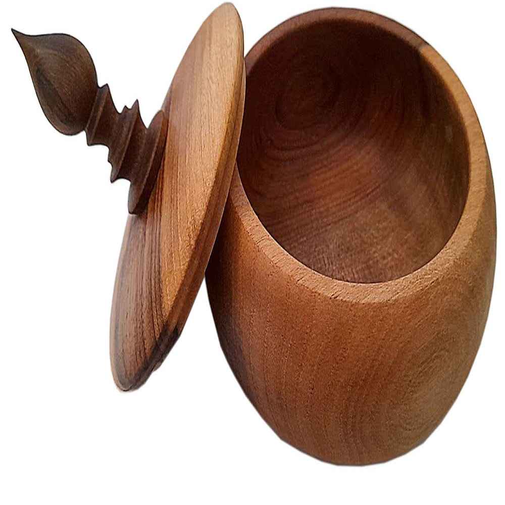 手工木制带盖糖罐 — 乡村风格 Bahar