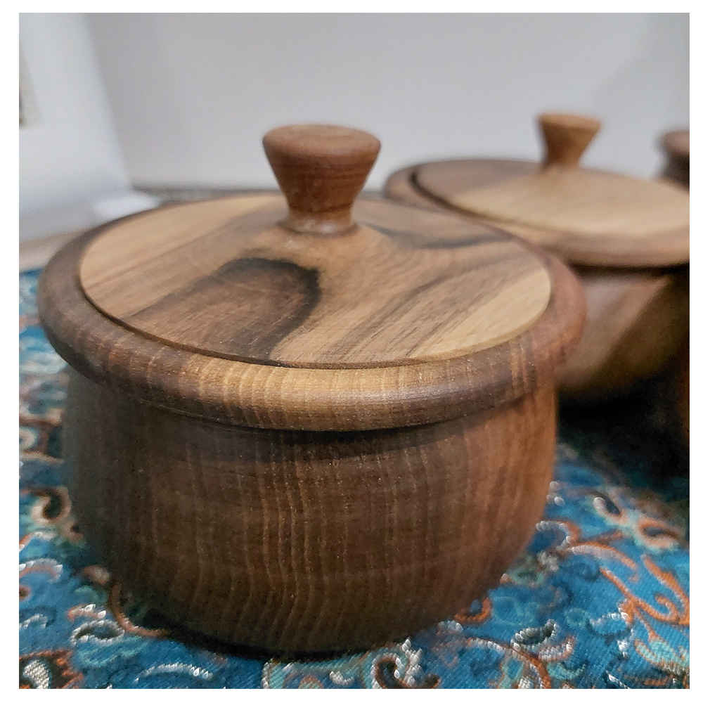 手工木制带盖糖罐 — 乡村风格 Elahe